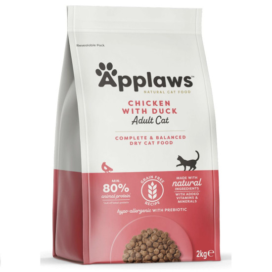 APPLAWS Grain Free Adult – hrană uscată fără cereale pentru pisici adulte, cu pui și rață, 2 kg